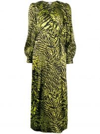 GANNI tiger print wrap dress tiger print wrap dress at Farfetch